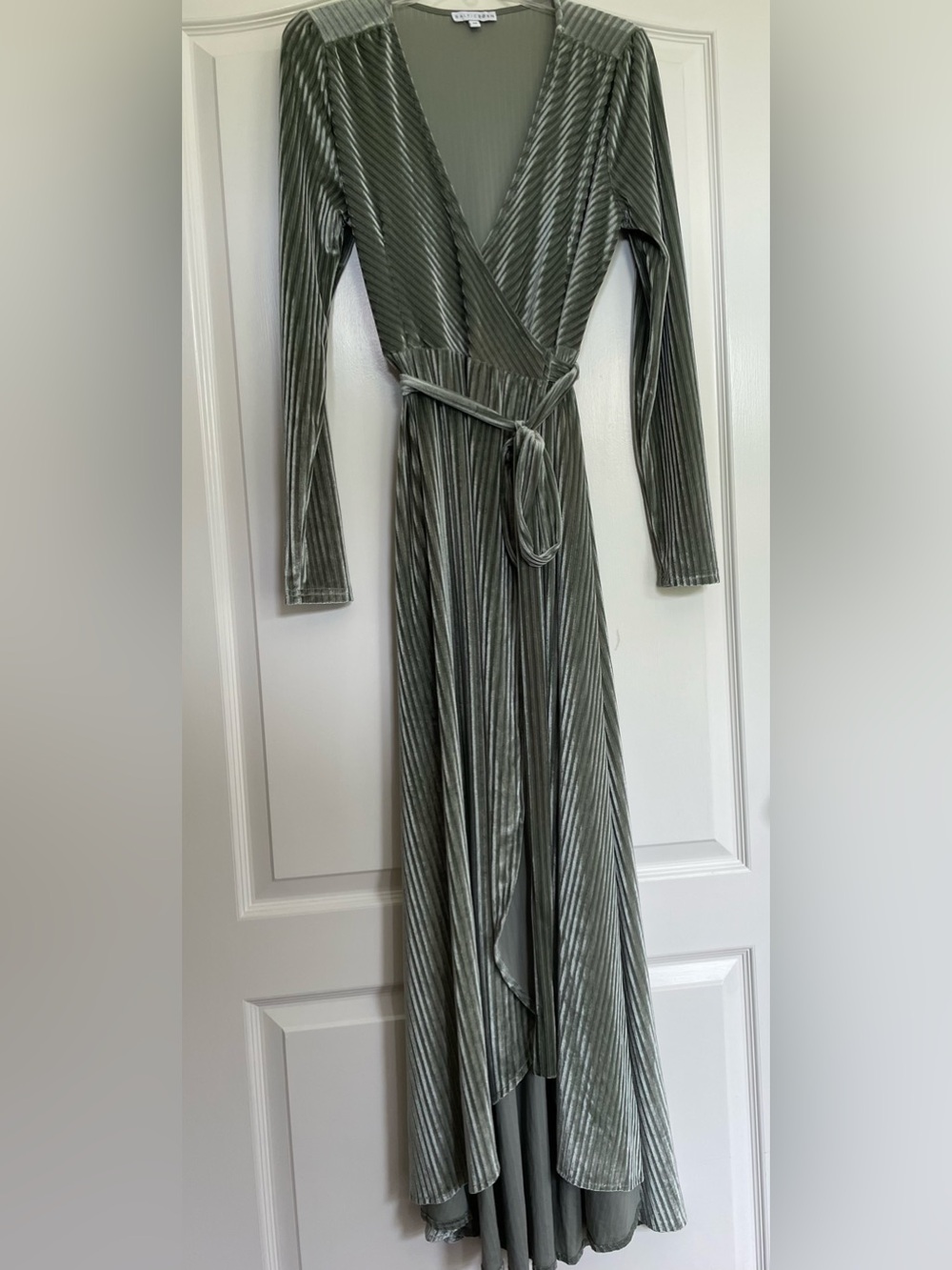 Baltic Born Sage Green Velvet Wrap Maxi Dress - Picture 2 of 6